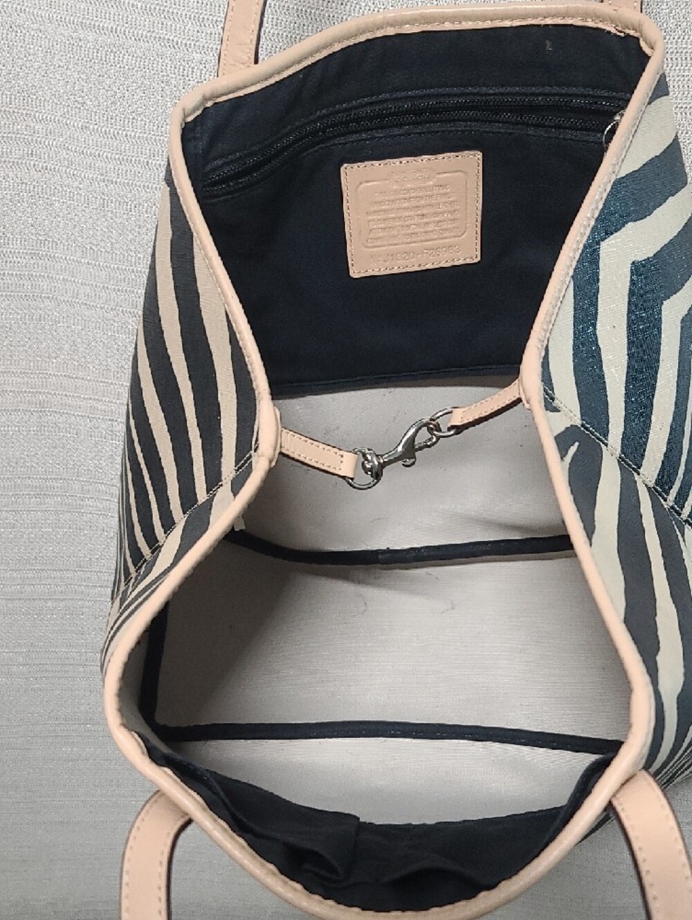 Coach Zebra-Print Metro Tote in Black and Cream with Tan Trim, Note Call Outs - Picture 2 of 15